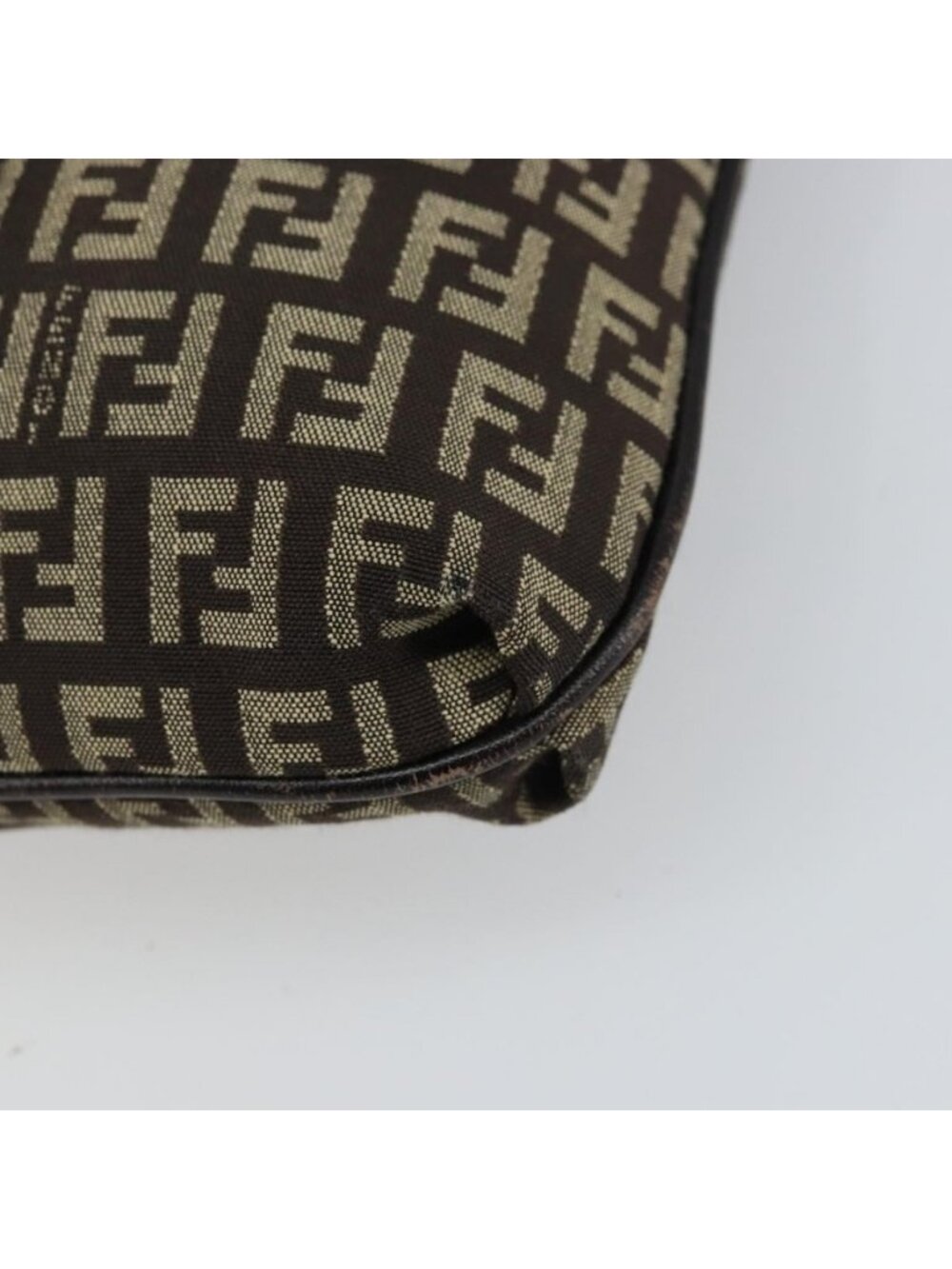 Authentic FENDI Zucchino Canvas Mamma Baguette Shoulder Bag Brown Silver - Picture 2 of 16